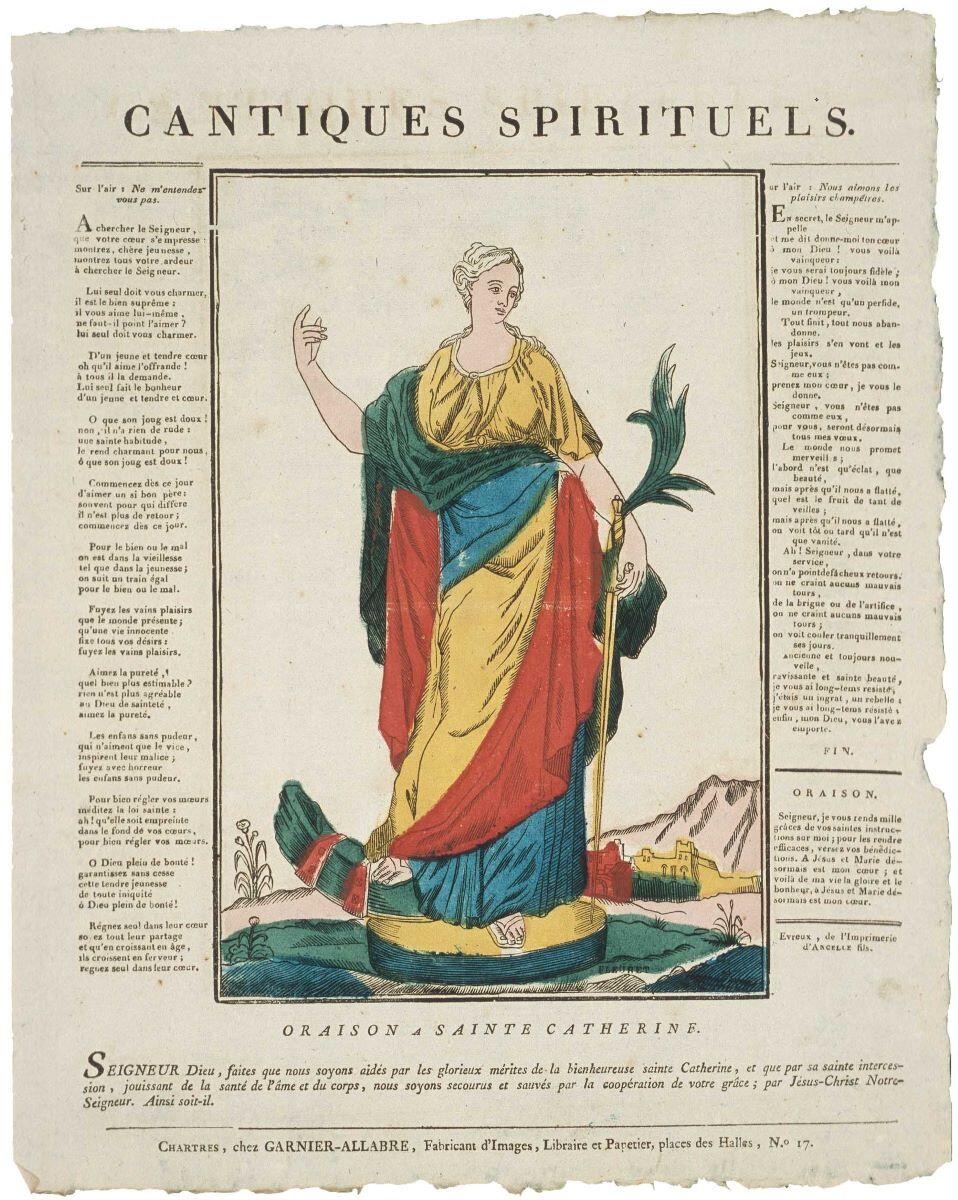 CANTIQUES SPIRITUELS. / ORAISON A SAINTE CATHERINE. (titre inscrit)