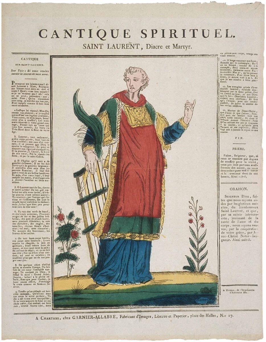 CANTIQUE SPIRITUEL. / SAINT LAURENT, Diacre et Martyr. (titre inscrit)