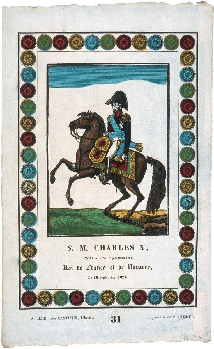 S. M. CHARLES X, / Né à Versailles, le 9 octobre 1757, / Roi de France et de Navarre, / Le 16 Septembre 1824. 31 (titre inscrit)
