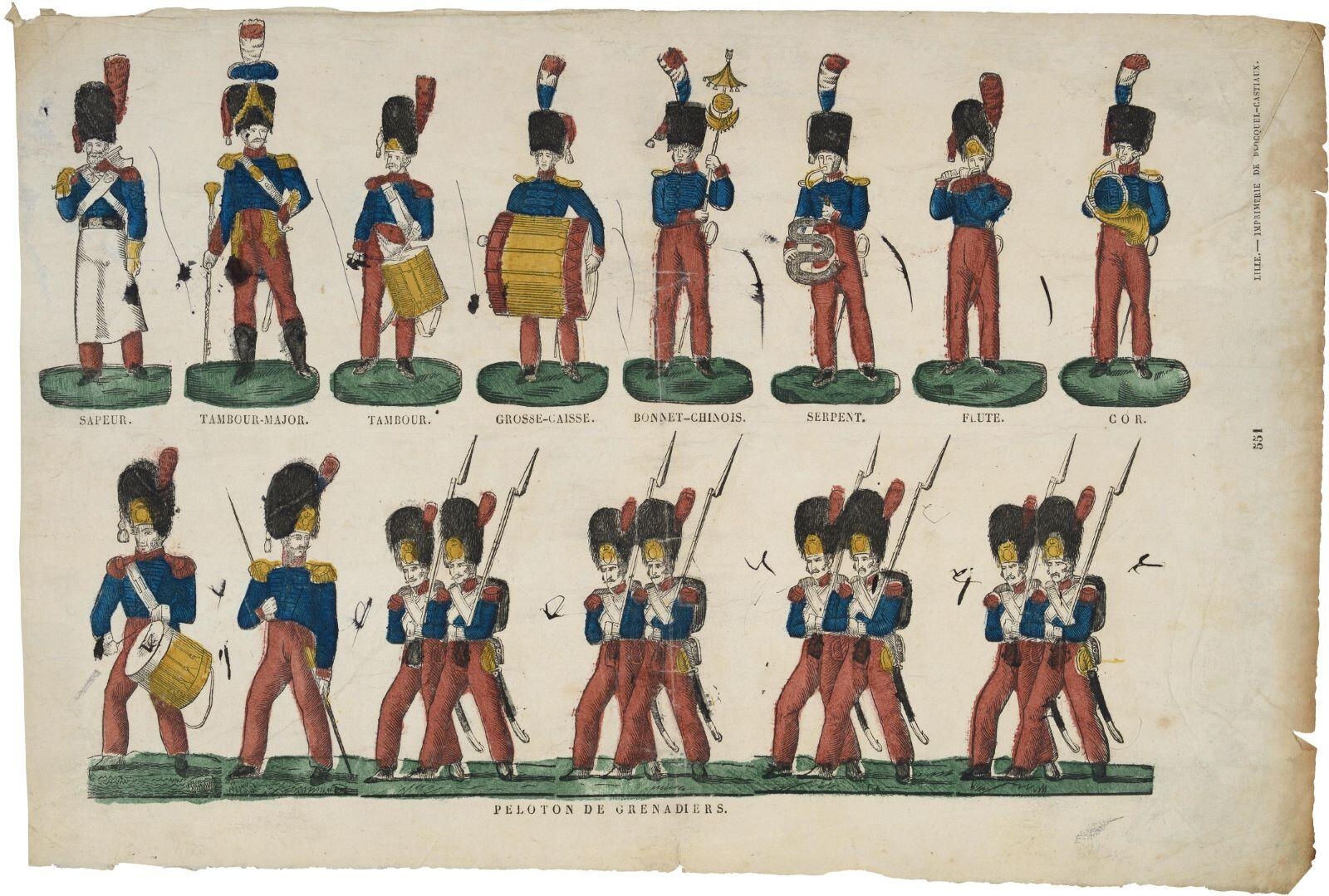 SAPEUR. ... PELOTON DE GRENADIERS. 551 (titre inscrit)