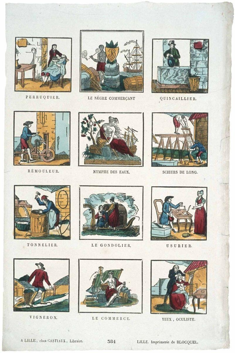 planche des petits métiers (titre factice) ; 384 (titre inscrit)