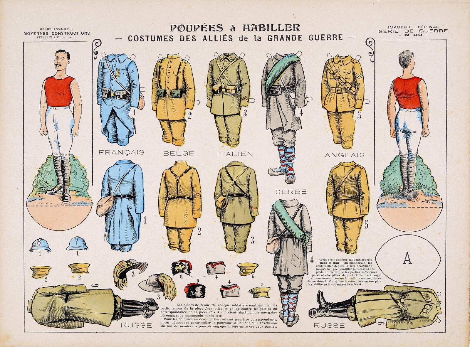 POUPÉES à HABILLER / - COSTUMES DES ALLIÉS de la GRANDE GUERRE -. (titre inscrit)