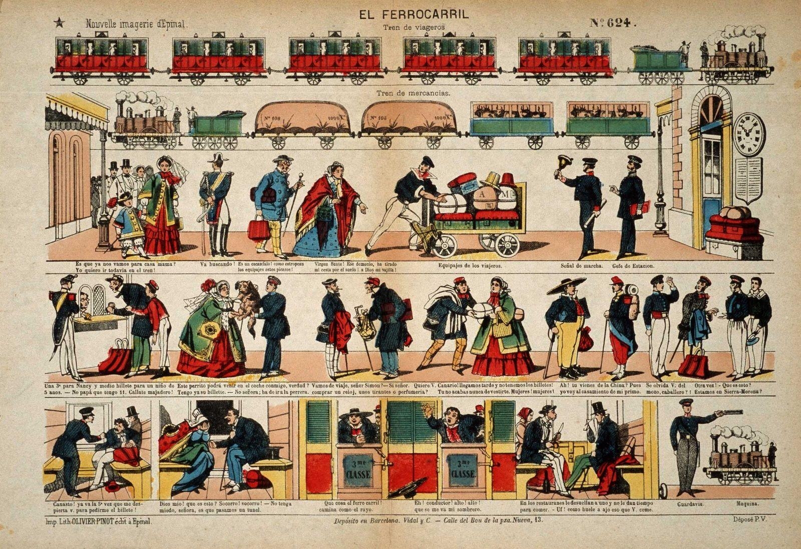 EL FERROCARRIL / Tren de viageros N°. 624. (titre inscrit esp.) ; Le chemin de fer (titre traduit)