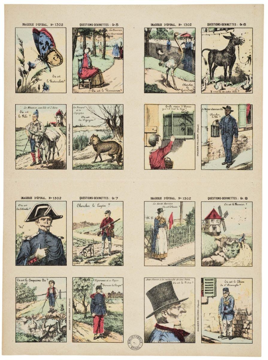IMAGERIE D'EPINAL, N° 1302 ; QUESTIONS-DEVINETTES : Gr. 5 ; Gr.6 ; Gr.7 ; Gr. 8 (titre inscrit)