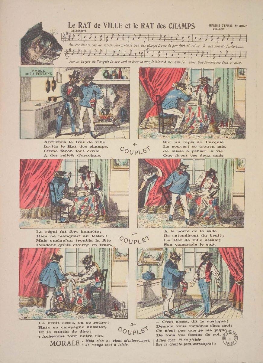 LE RAT DE VILLE / ET / LE RAT DES CHAMPS / FABLE / DE LA FONTAINE (titre inscrit)