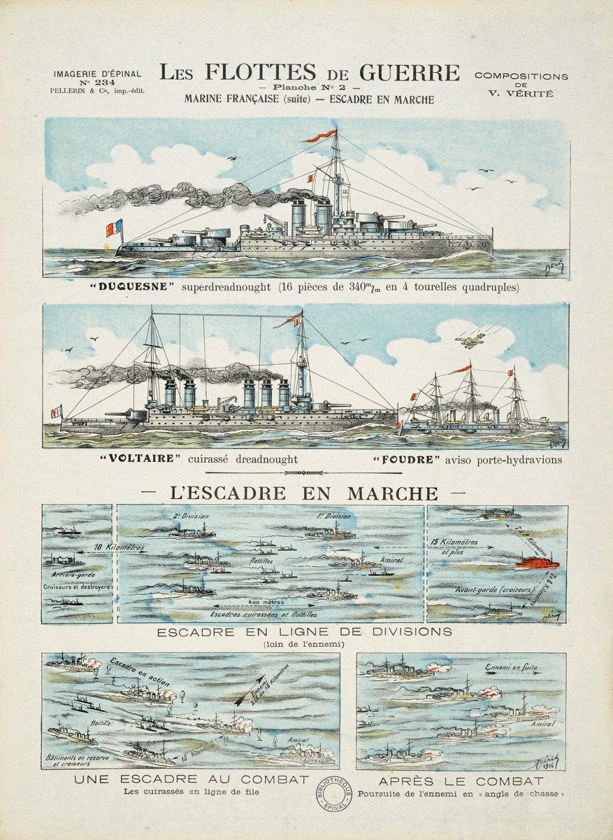 LES FLOTTES DE GUERRE / - Planche N°2 - / MARINE FRANCAISE (suite) -.ESCADRE EN MARCHE (titre inscrit)