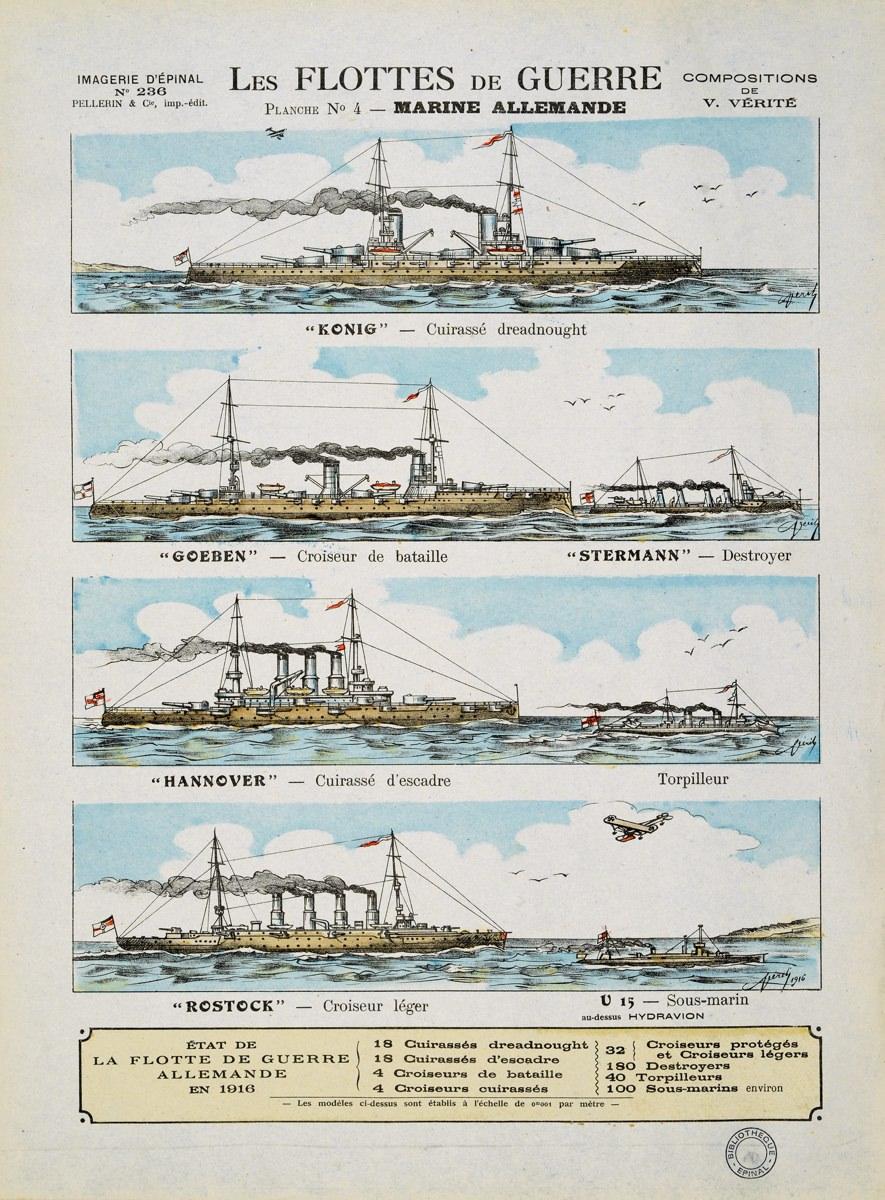 LES FLOTTES DE GUERRE / PLANCHE N°4 - MARINE ALLEMANDE (titre inscrit)