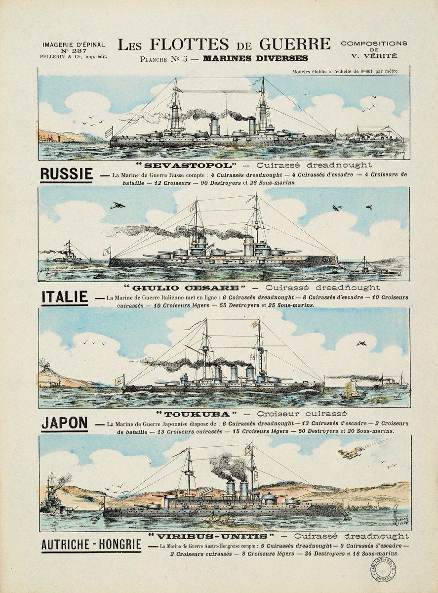 LES FLOTTES DE GUERRE / PLANCHE N°5 - MARINES DIVERSES (titre inscrit)