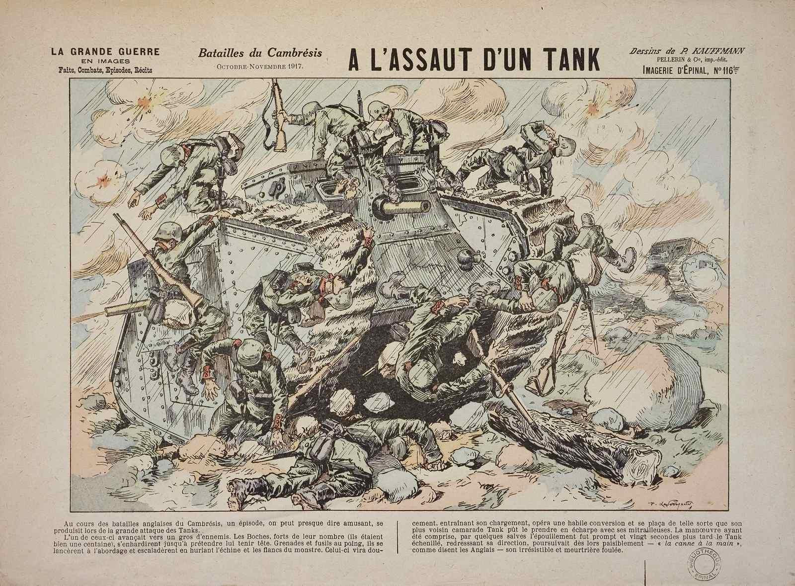 Batailles du Cambrésis / OCTOBRE - NOVEMBRE 1917. / A L'ASSAUT D'UN TANK (titre inscrit)