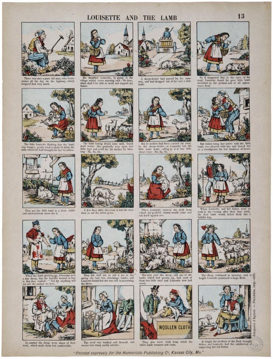 LOUISETTE AND THE LAMB 13 (titre inscrit, angl.) Louisette et l’agneau.