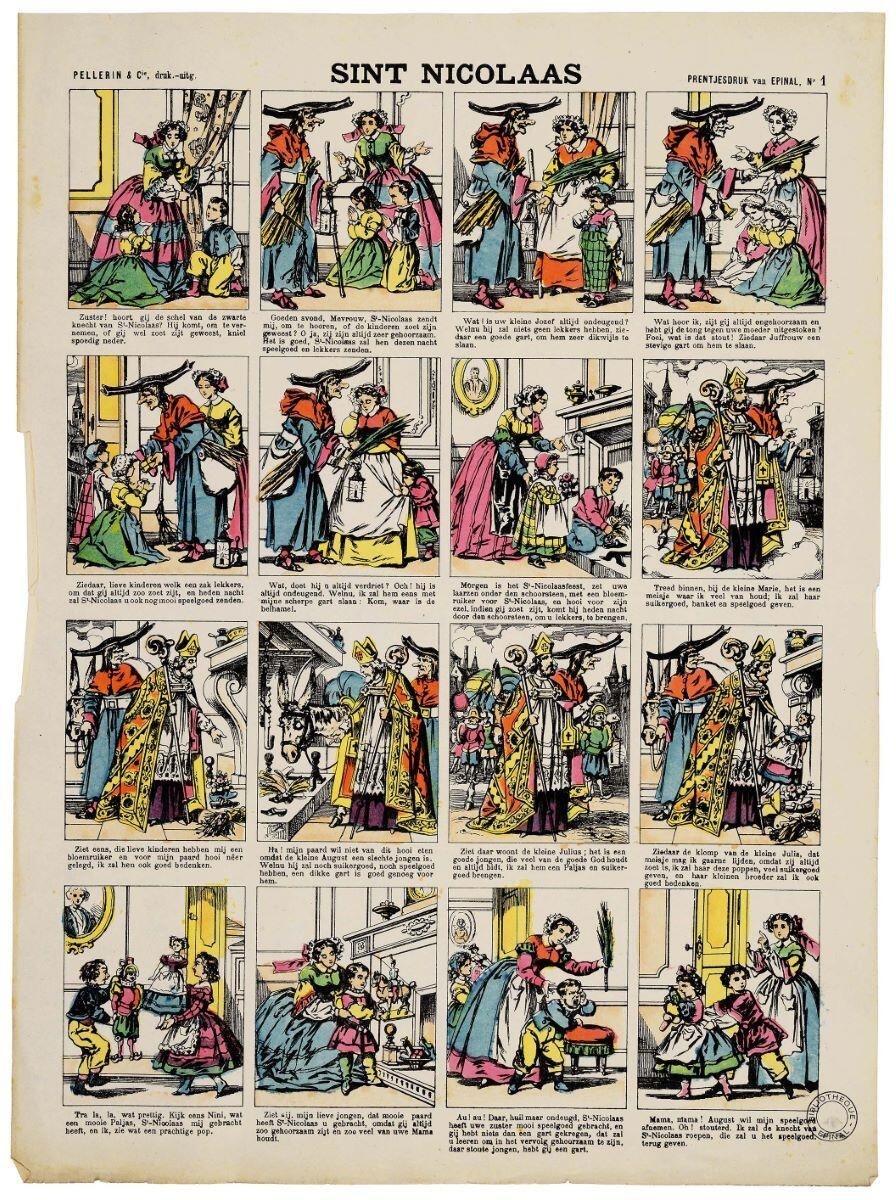 SINT NICOLAAS (titre inscrit, néerl.) ; La Saint Nicolas. (titre traduit)
