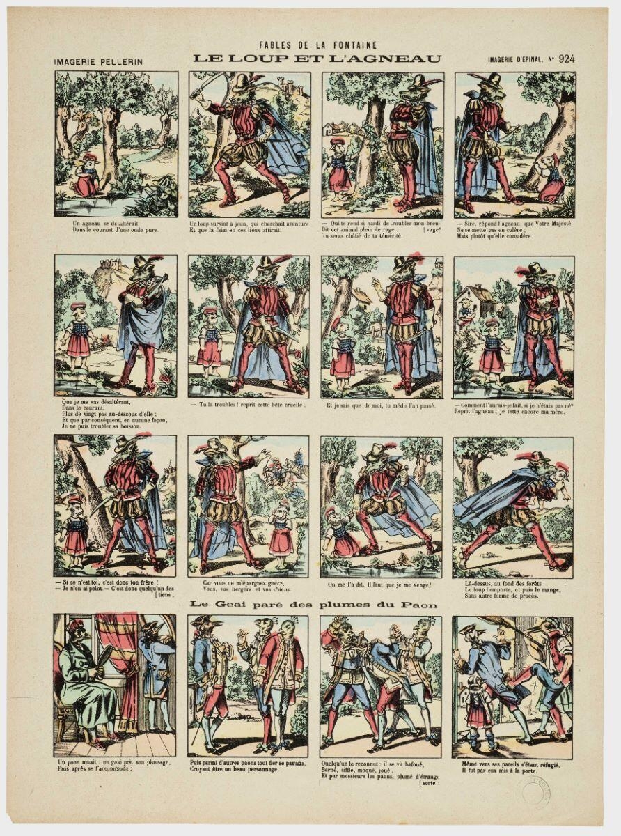 FABLES DE LA FONTAINE / LE LOUP ET L'AGNEAU / Le Geai paré des plumes du Paon (titre inscrit)