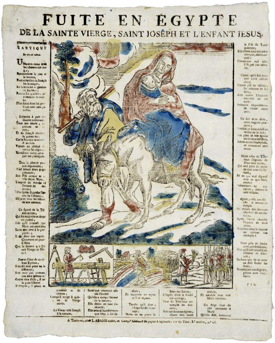 FUITE EN ÉGYPTE / DE LA SAINTE VIERGE, SAINT JOSEPH ET L’ENFANT JESUS. (titre inscrit)