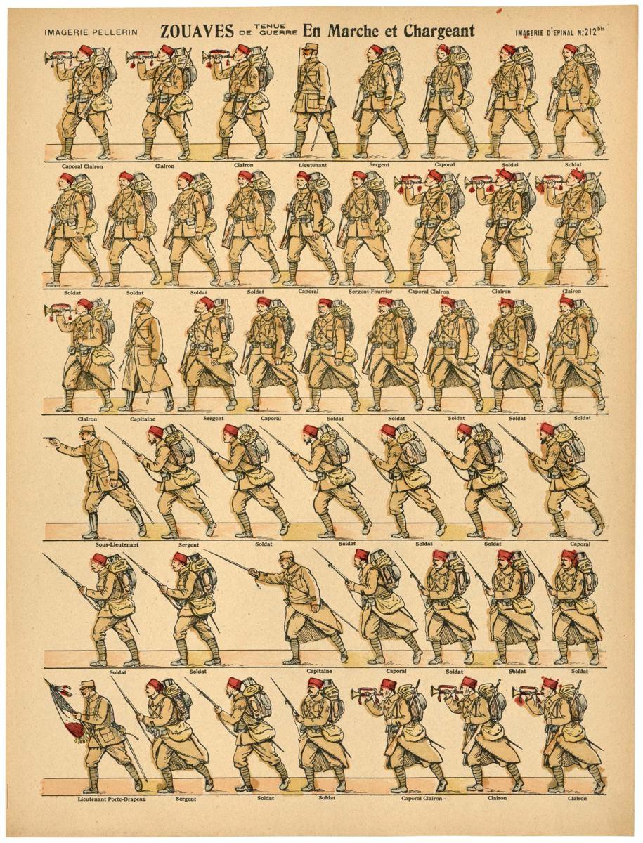 ZOUAVES En Marche et Chargeant TENUE / DE GUERRE (titre inscrit)