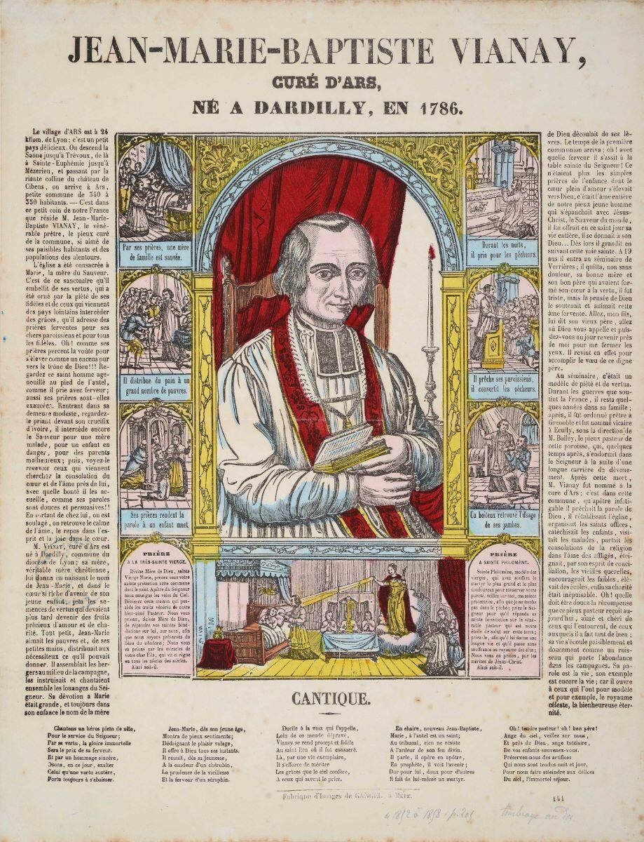 JEAN-MARIE-BAPTISTE VIANAY, / CURÉ D’ARS, / NÉ A DARDILLY, EN 1786. 141 (titre inscrit)