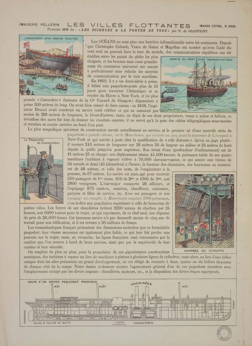 LES VILLES FLOTTANTES / PLANCHE 25 de : "LES SCIENCES A LA PORTÉE DE TOUS" par H. de GRAFFIGNY (titre inscrit)