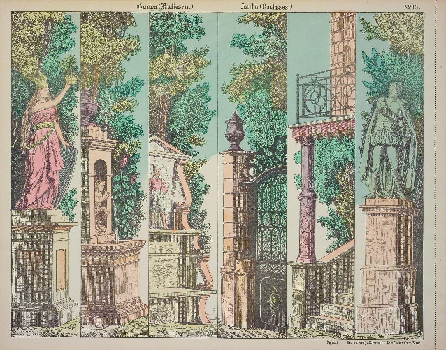 Jardin (Coulisses.) N° 13. (titre inscrit, fr., all.)