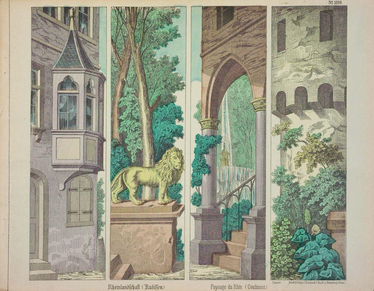 Paysage du Rhin (Coulisses.) N° 1598. (titre inscrit, fr., all.)