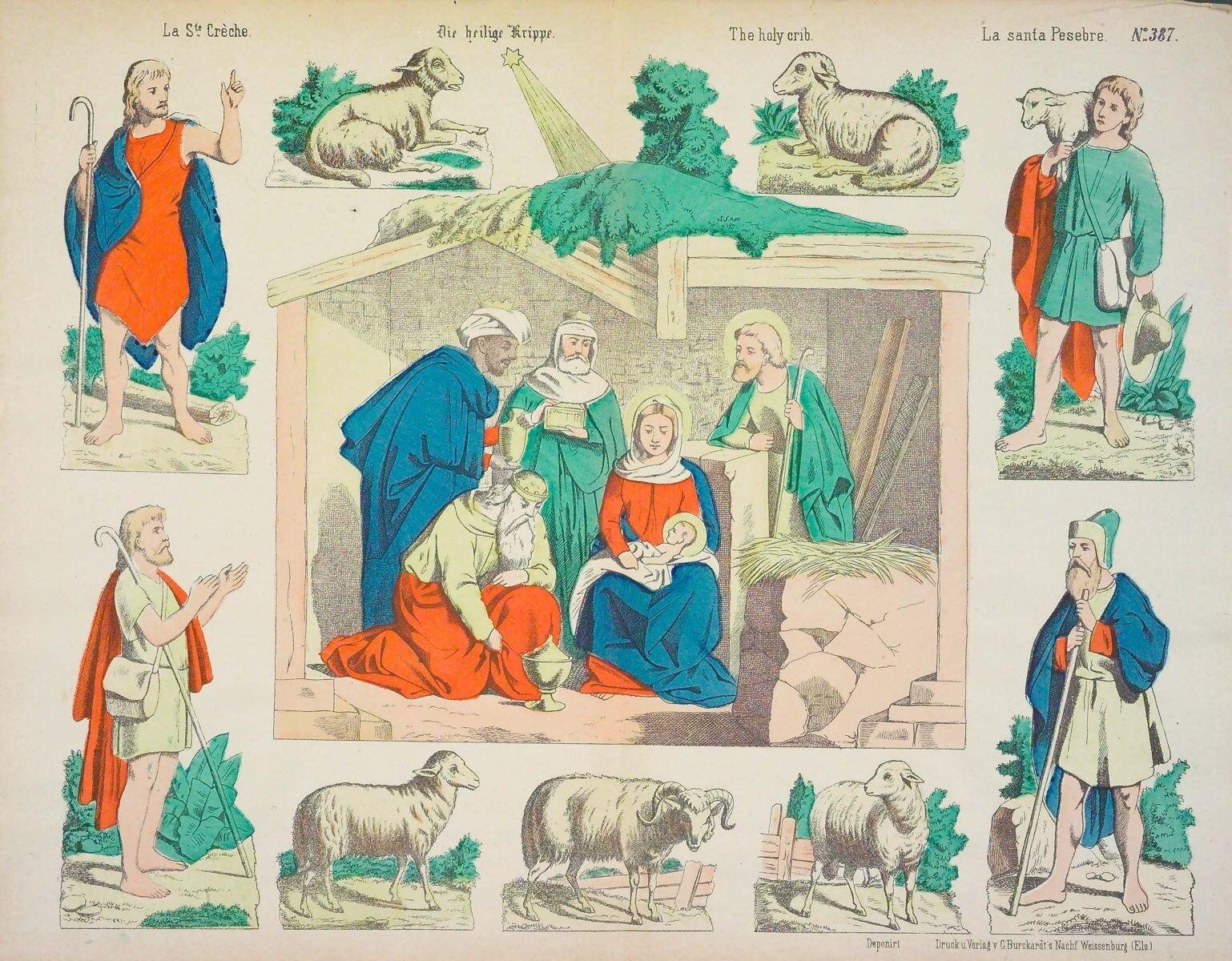 La Ste. Crèche. N°387. (titre inscrit, fr., all., angl., esp.)