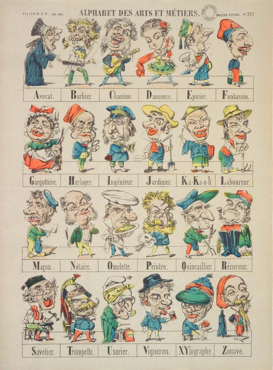 ALPHABET DES ARTS ET METIERS. (titre inscrit)