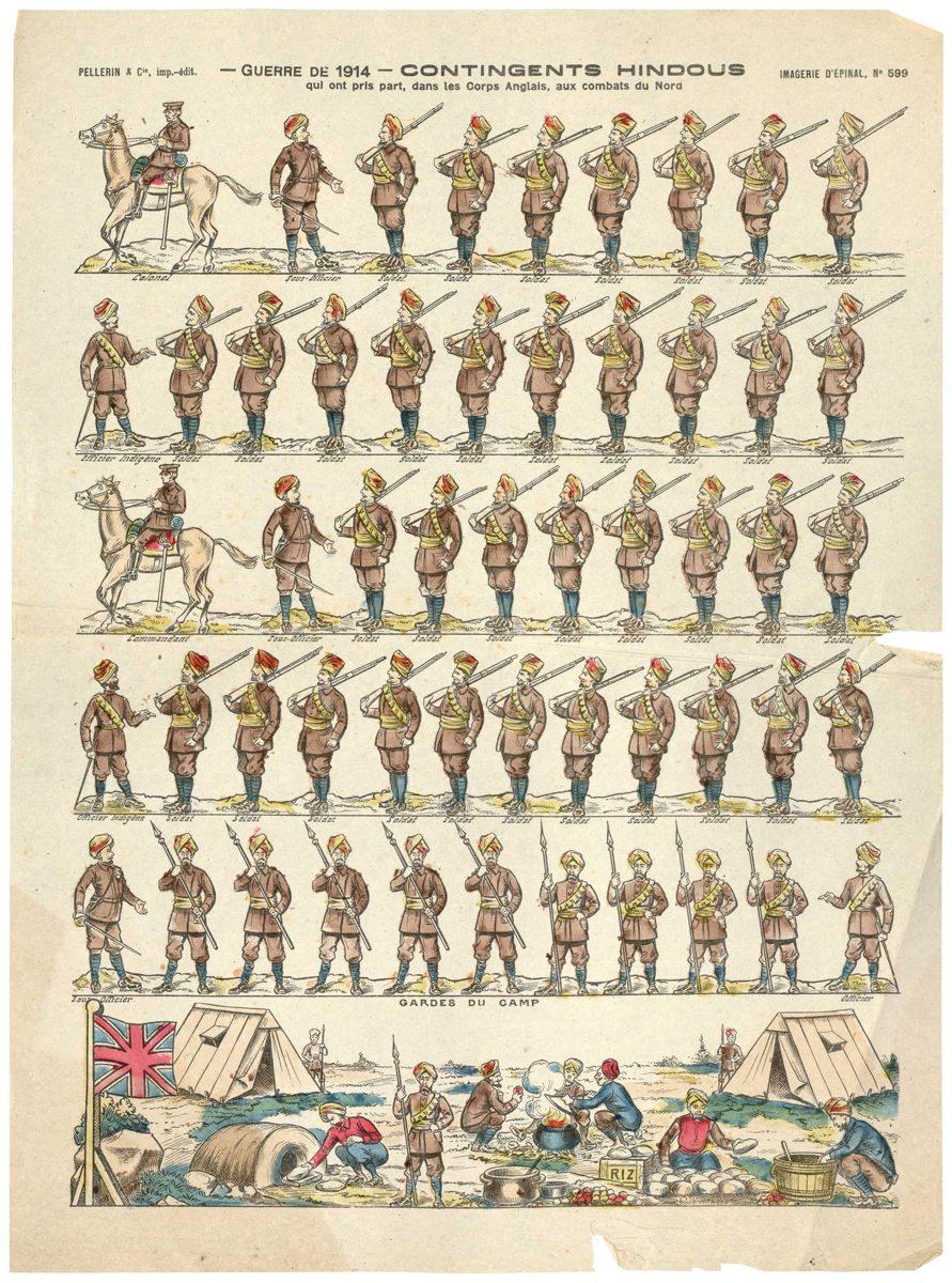 - GUERRE DE 1914 - CONTINGENTS HINDOUS / qui ont pris part, dans les Corps Anglais, aux combats du Nord (titre inscrit)