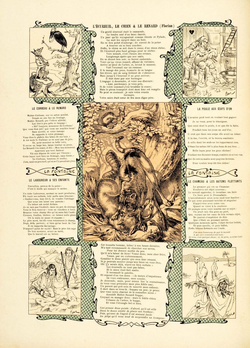 Dos de couverture d’album sur les fables de La Fontaine (titre factice)