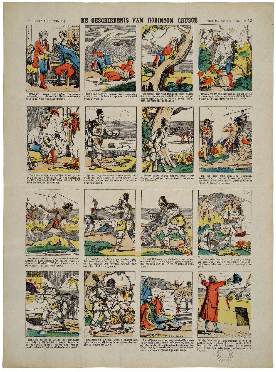 DE GESCHIEDENIS VAN ROBINSON CRUSOE (titre inscrit, néerl.) ; L’histoire de Robinson Crusoé. (titre factice)