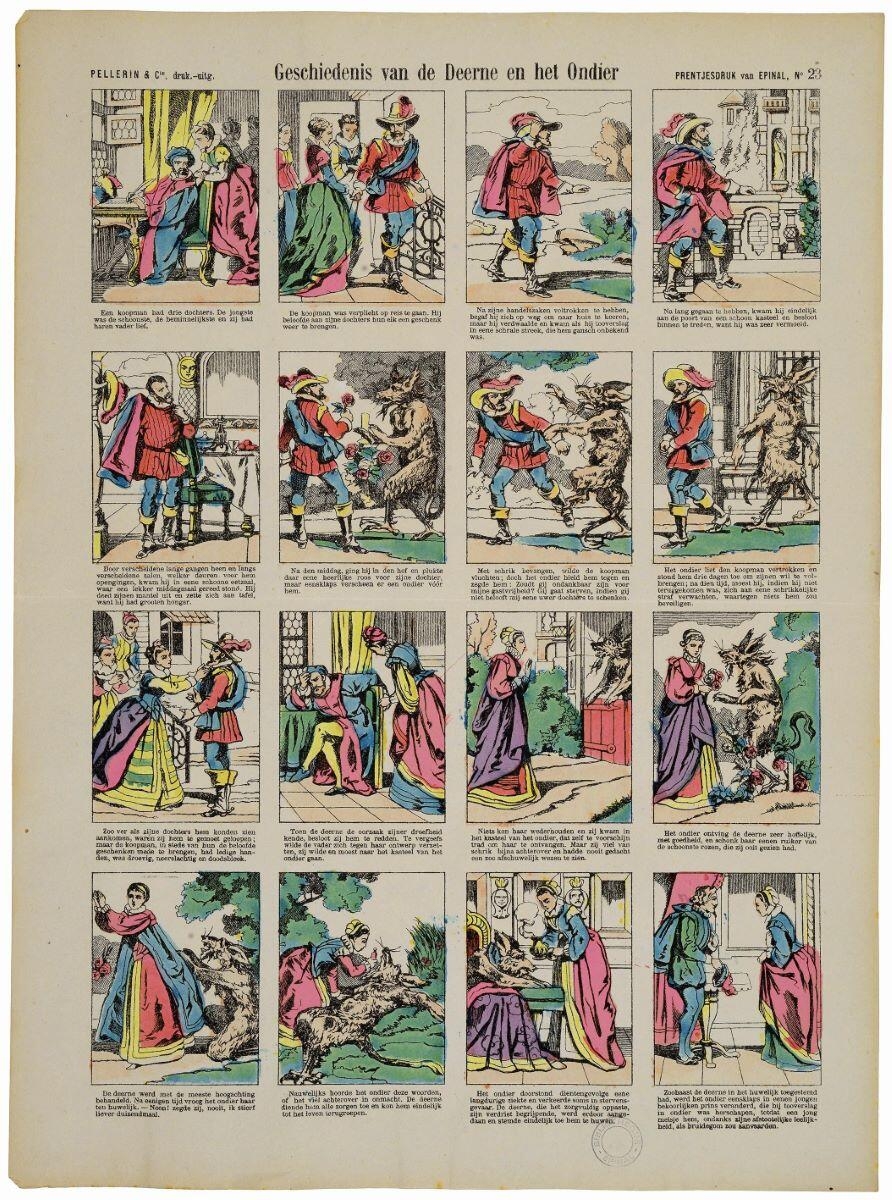 Geschiedenis van de Deerne en het Ondier (titre inscrit, néerl.) ; La Belle et la Bête. (titre factice)