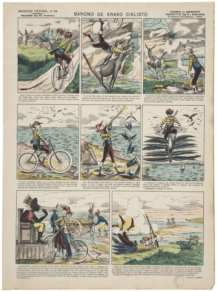 BARONO DE KRAKO CIKLISTO (titre inscrit, esperanto) ; Le baron de Crac cycliste (titre traduit)