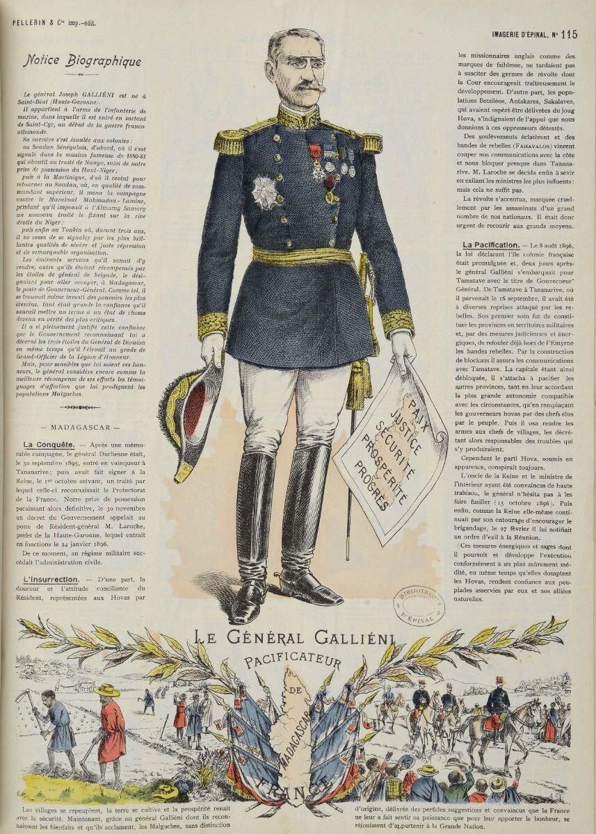 LE GÉNÉRAL GALLIÉNI / PACIFICATEUR / DE / MADAGASCAR (titre inscrit)