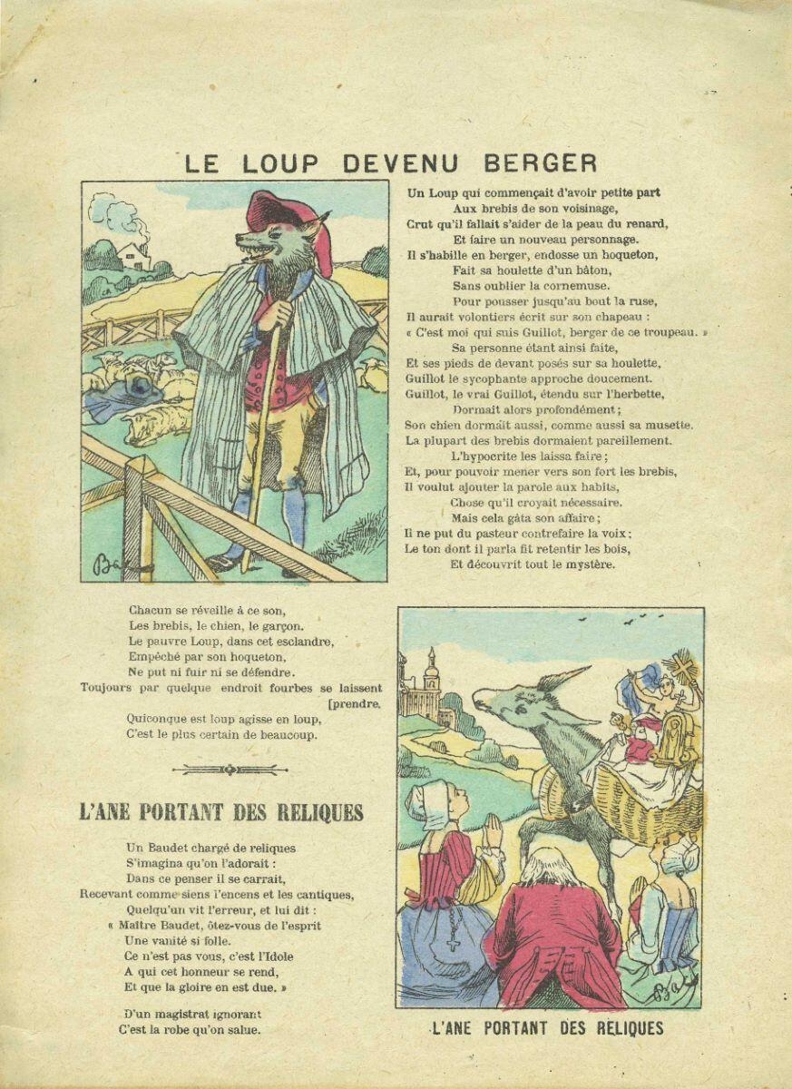 LE LOUP DEVENU BERGER / L’ANE PORTANT DES RELIQUES (titre inscrit)