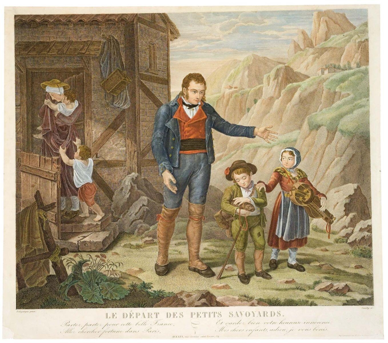 LE DÉPART DES PETITS SAVOYARDS. (titre inscrit)