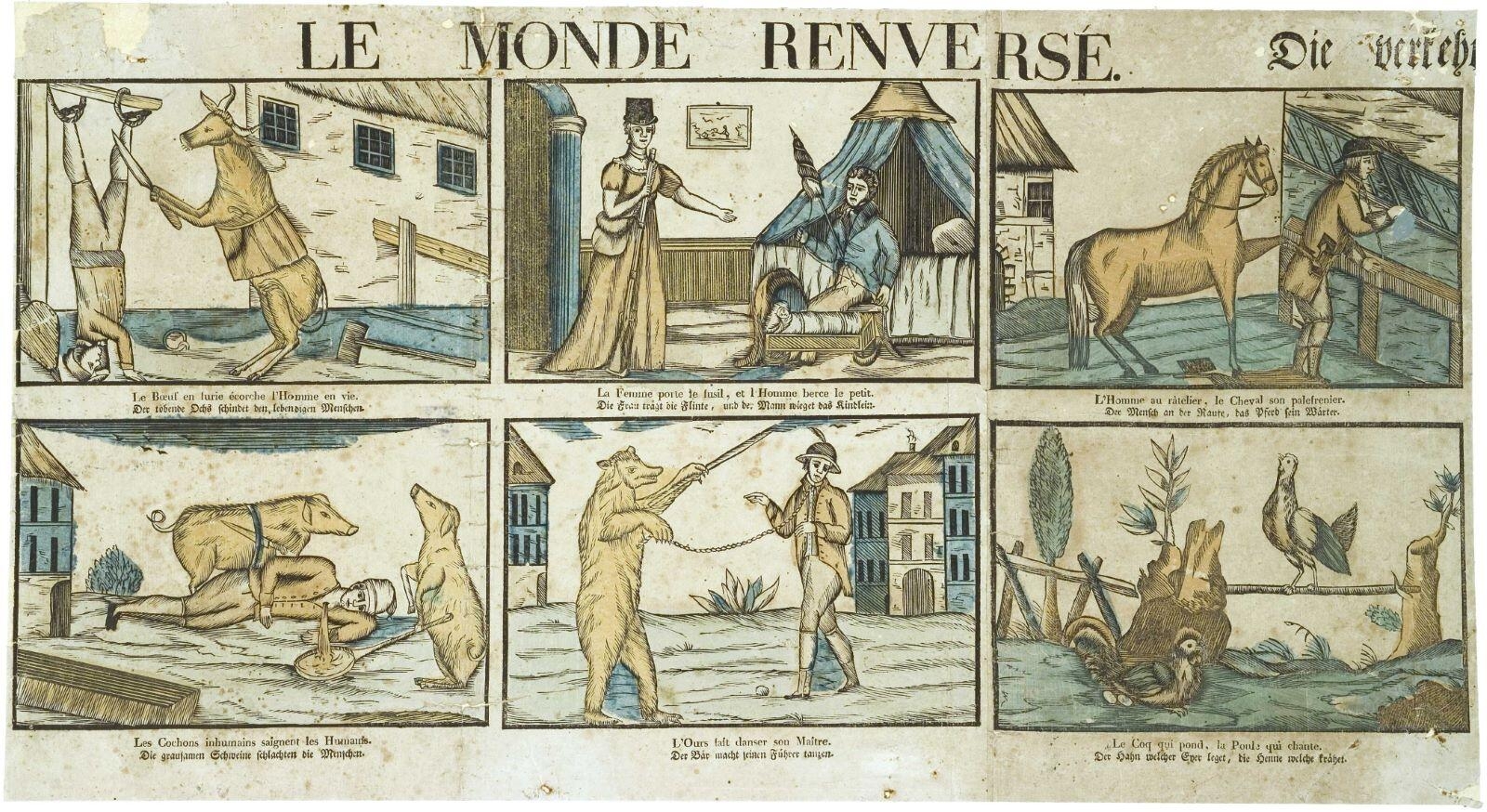 LE MONDE RENVERSE. (titre inscrit, fr., all.)