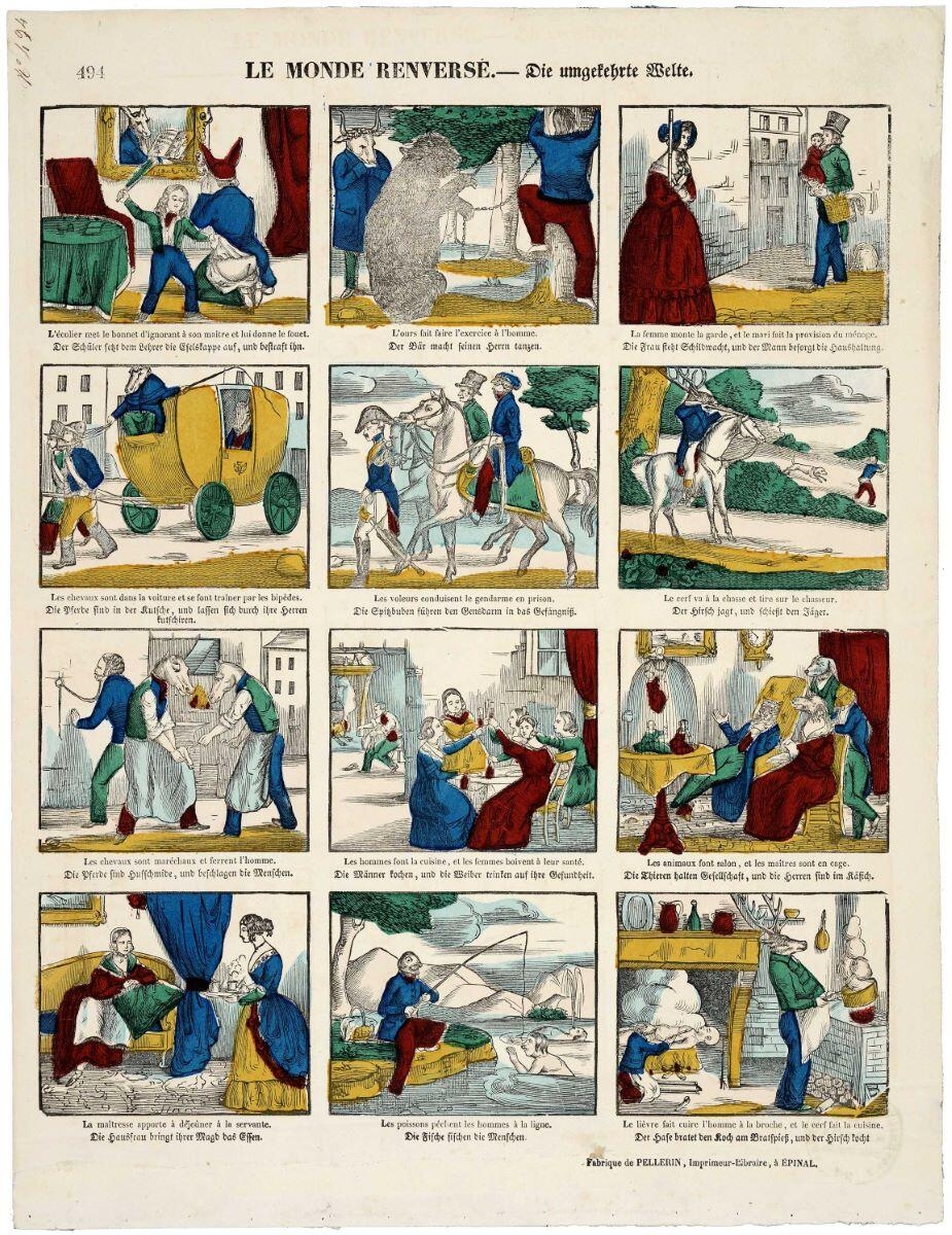 494 LE MONDE RENVERSÉ. (titre inscrit, fr., all.)