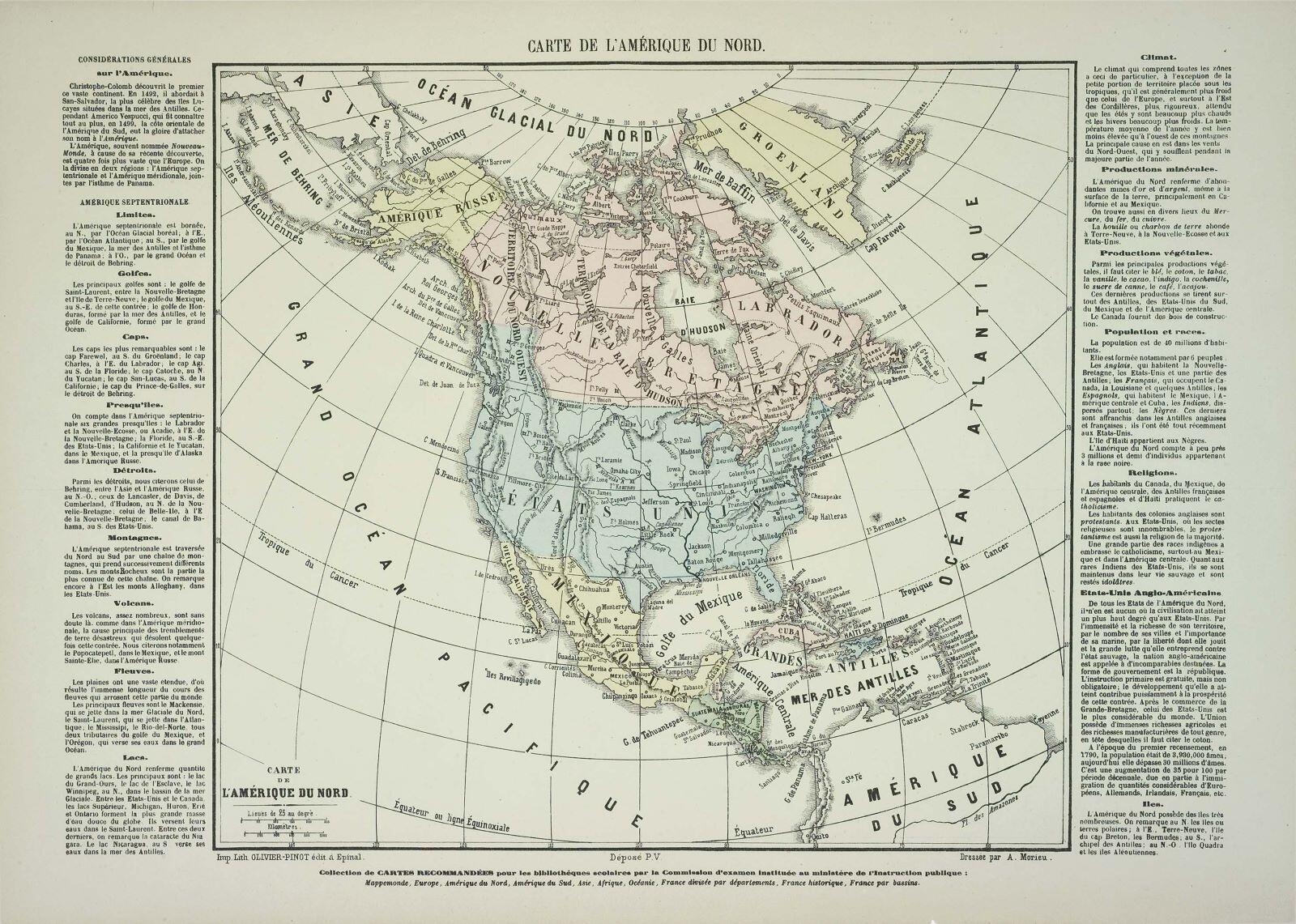 CARTE DE L’AMERIQUE DU NORD. (titre inscrit)