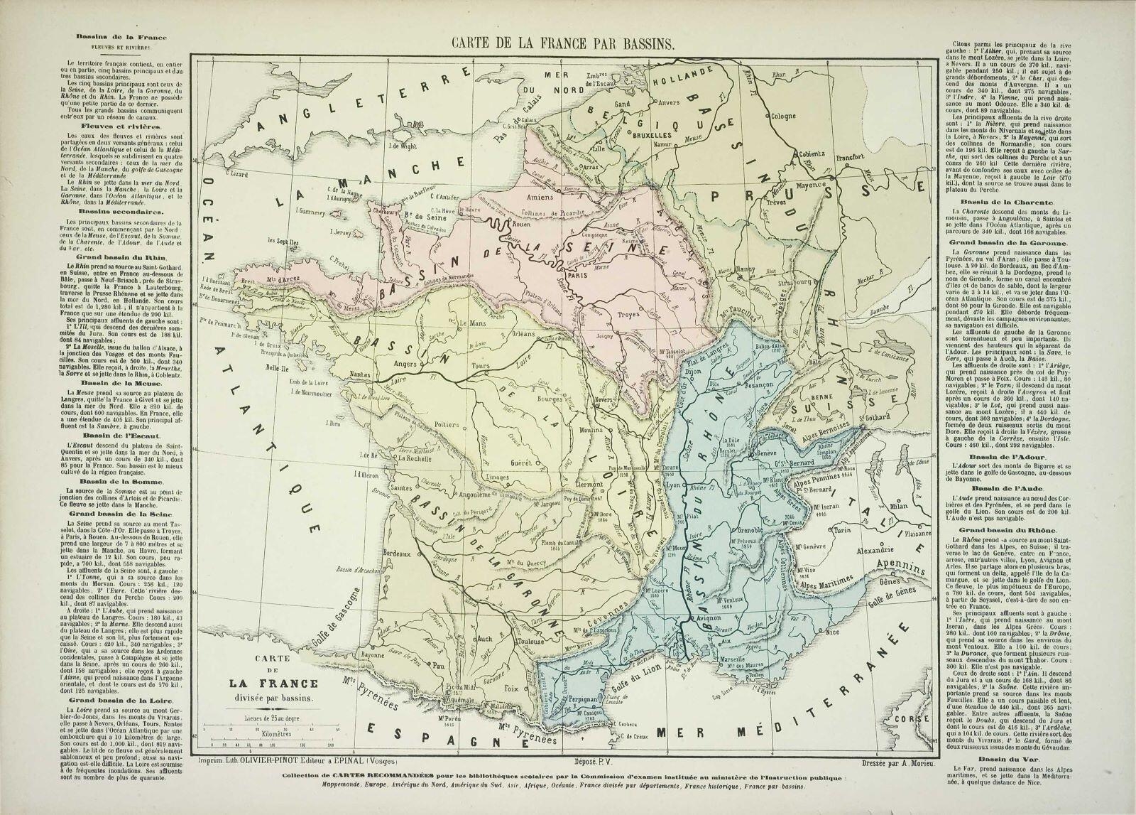 CARTE DE LA FRANCE PAR BASSINS. (titre inscrit)