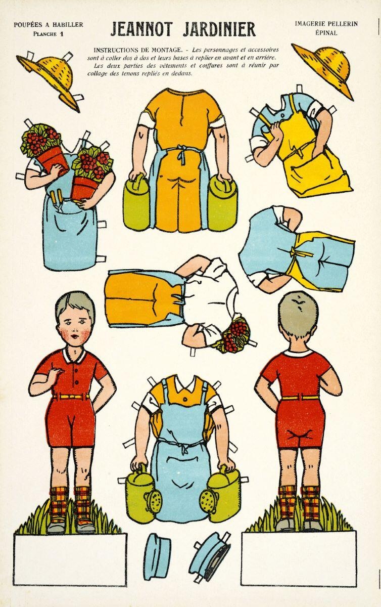 POUPÉES A HABILLER / PLANCHE 1 / JEANNOT JARDINIER (titre inscrit)