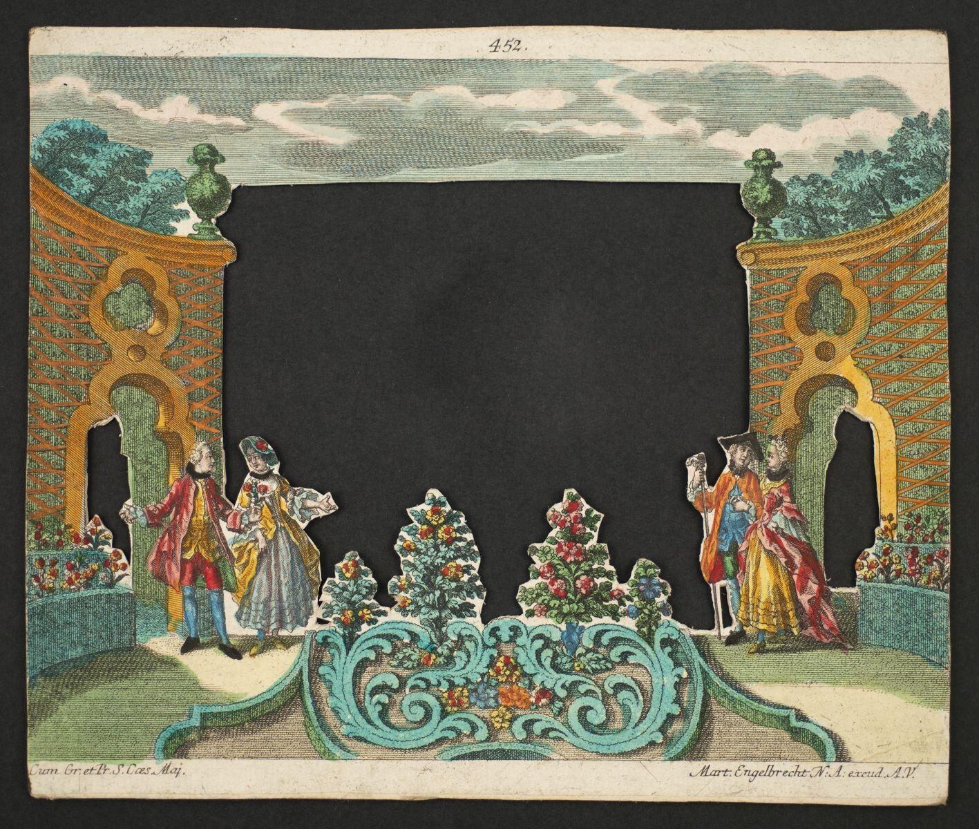 Théâtre optique. Quatrième planche du décor du jardin (titre factice)