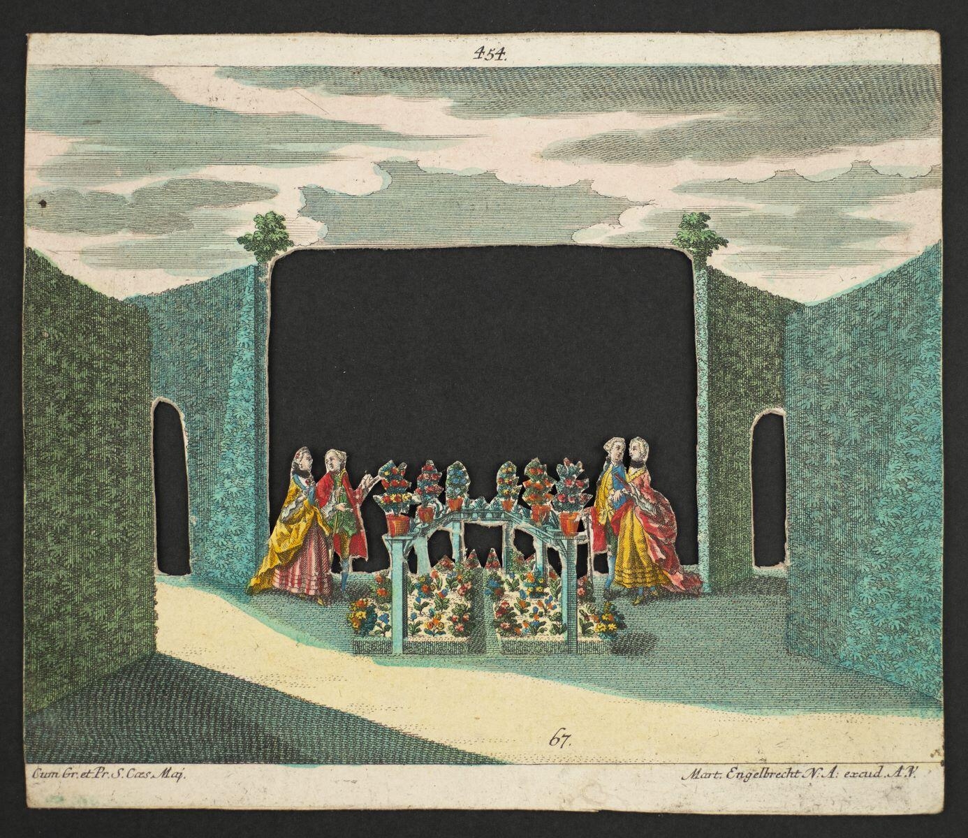 Théâtre optique. Sixième planche du décor du jardin (titre factice)