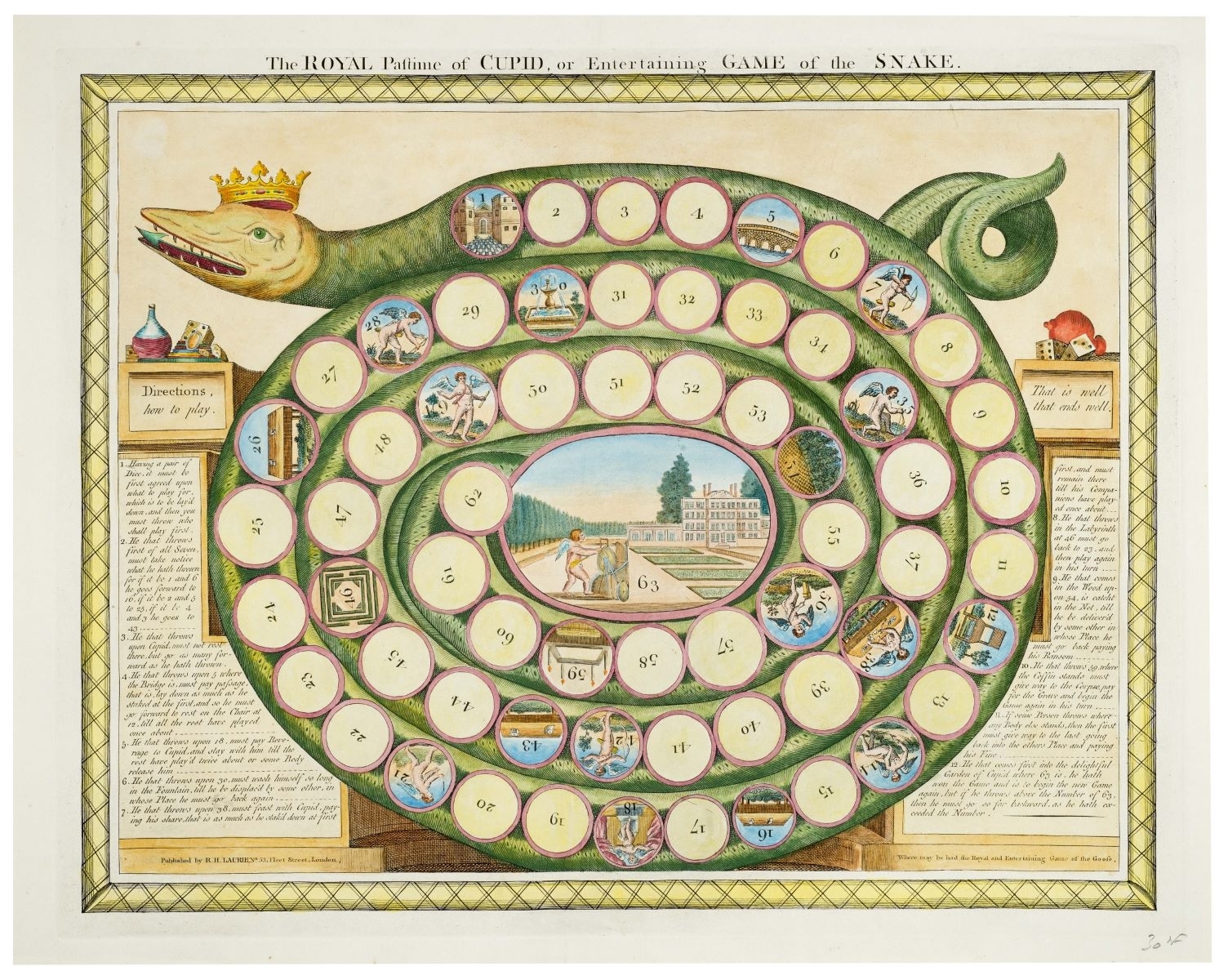 The ROYAL Pastime of CUPID, or Entertaining GAME of the SNAKE. (titre inscrit, angl.)