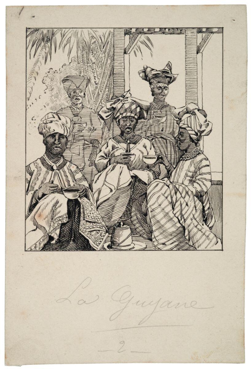 La Guyane 2 (titre inscrit) ; le chocolat, deuxième vignette de la première ligne (titre factice)
