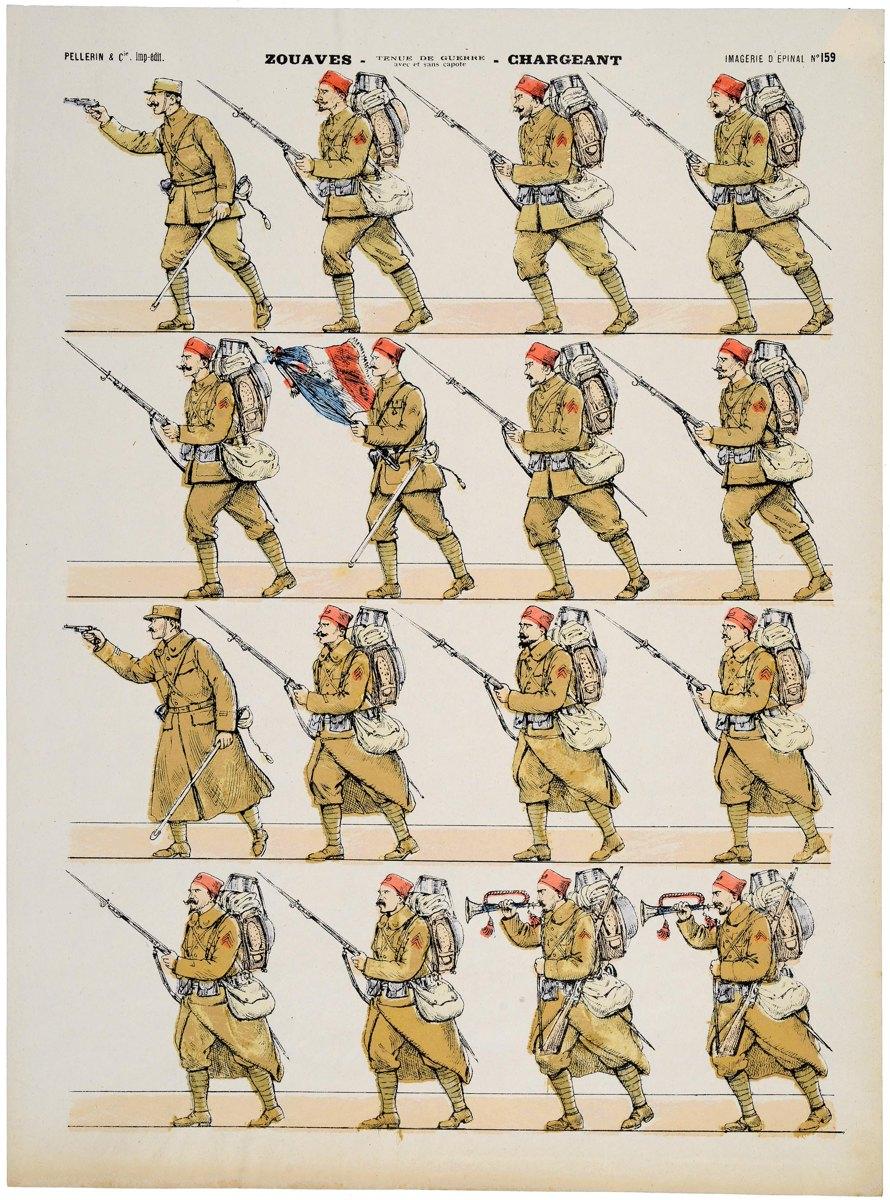 ZOUAVES - TENUE DE GUERRE avec et sans capote - CHARGEANT (titre inscrit)