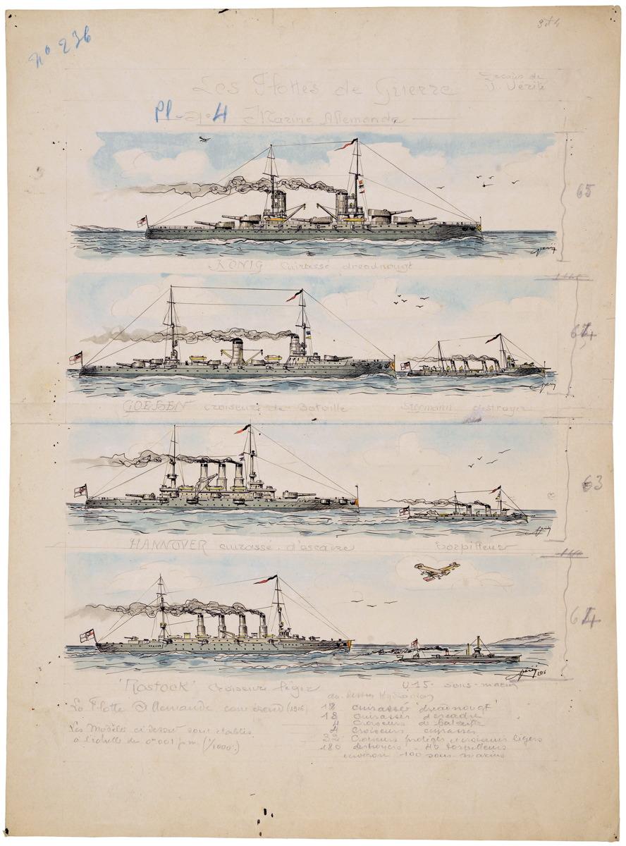 Les Flottes de Guerre. Pl. n°4 = Marine Allemande N° 236 (titre inscrit) ; LES FLOTTES DE GUERRE / PLANCHE N°4 - MARINE ALLEMANDE (titre factice)