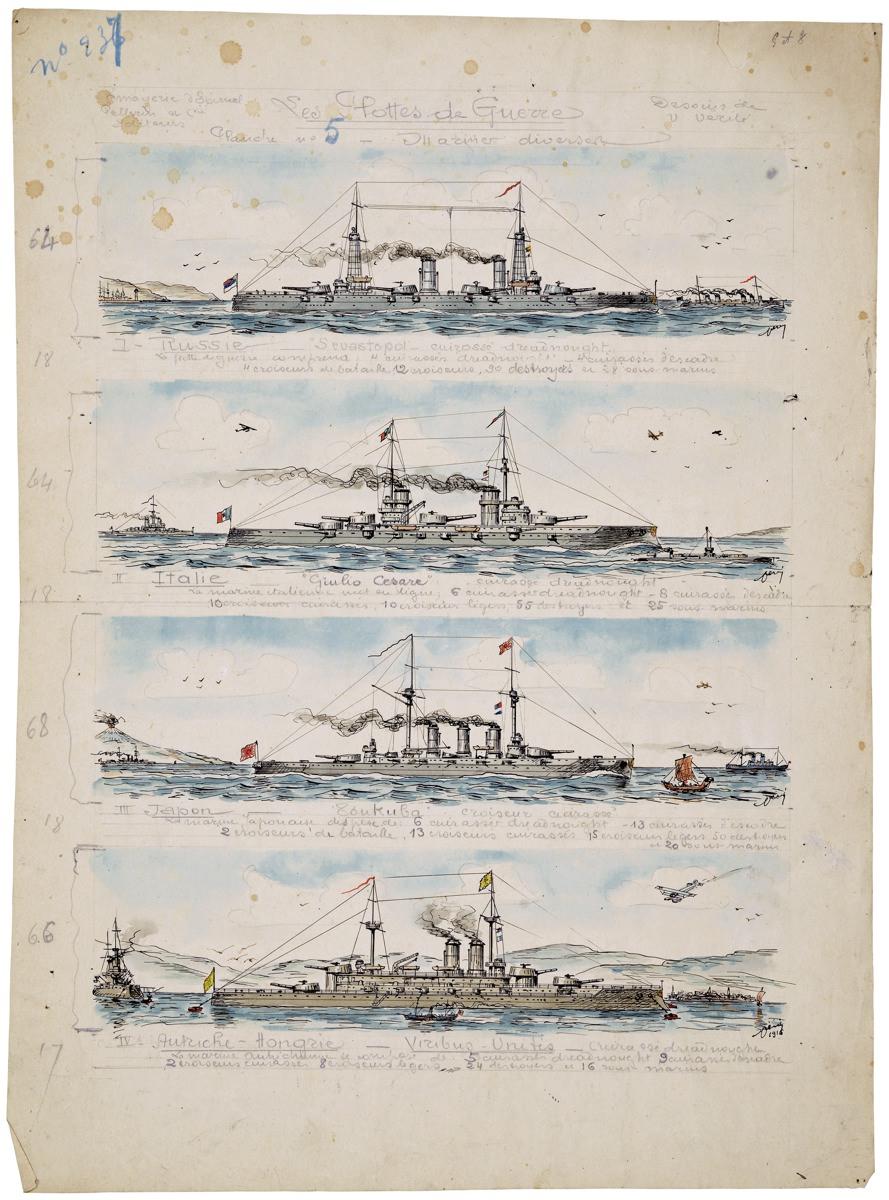 Les Flottes de Guerre. Pl. n°5 = Marine diverses N° 237 (titre inscrit) ; LES FLOTTES DE GUERRE / PLANCHE N°5 - MARINES DIVERSES (titre factice)