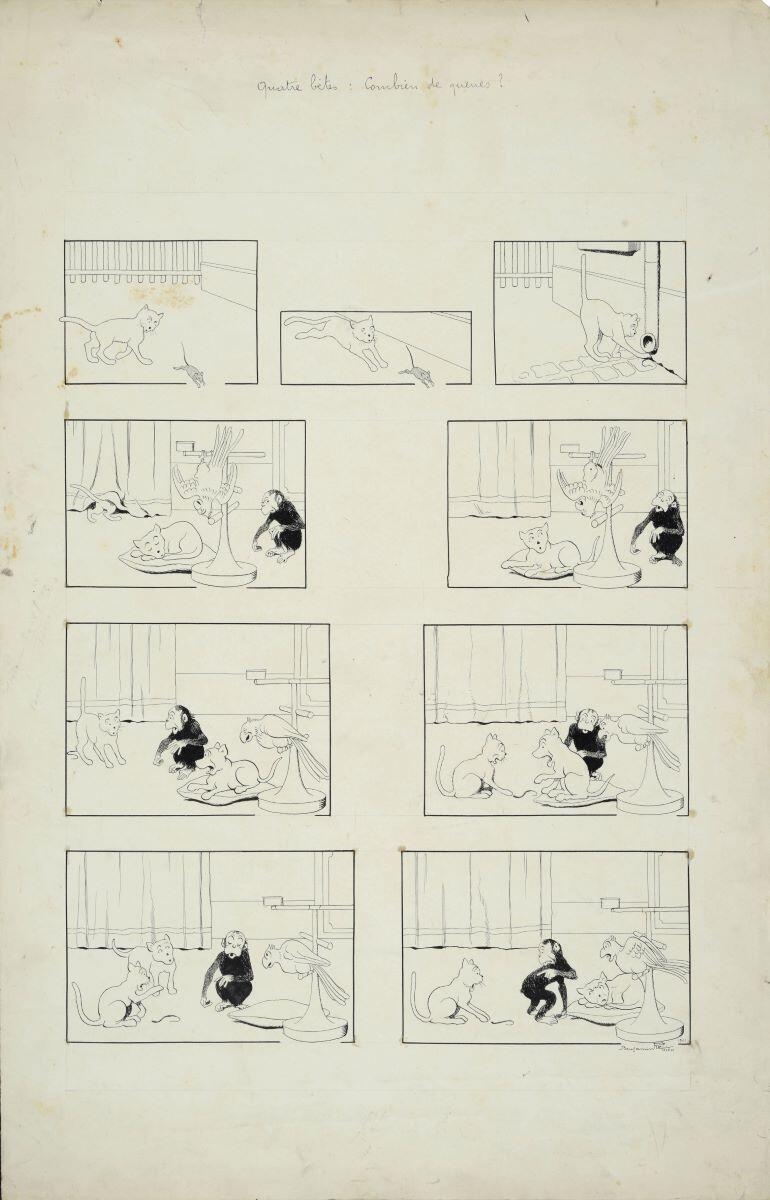 Quatre bêtes : Combien de queues ? (titre inscrit)