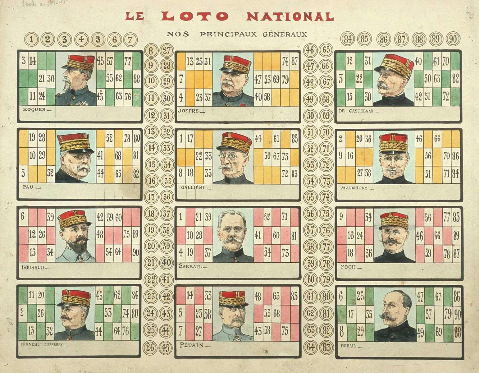 LE LOTO NATIONAL / NOS PRINCIPAUX GÉNÉRAUX (titre inscrit)