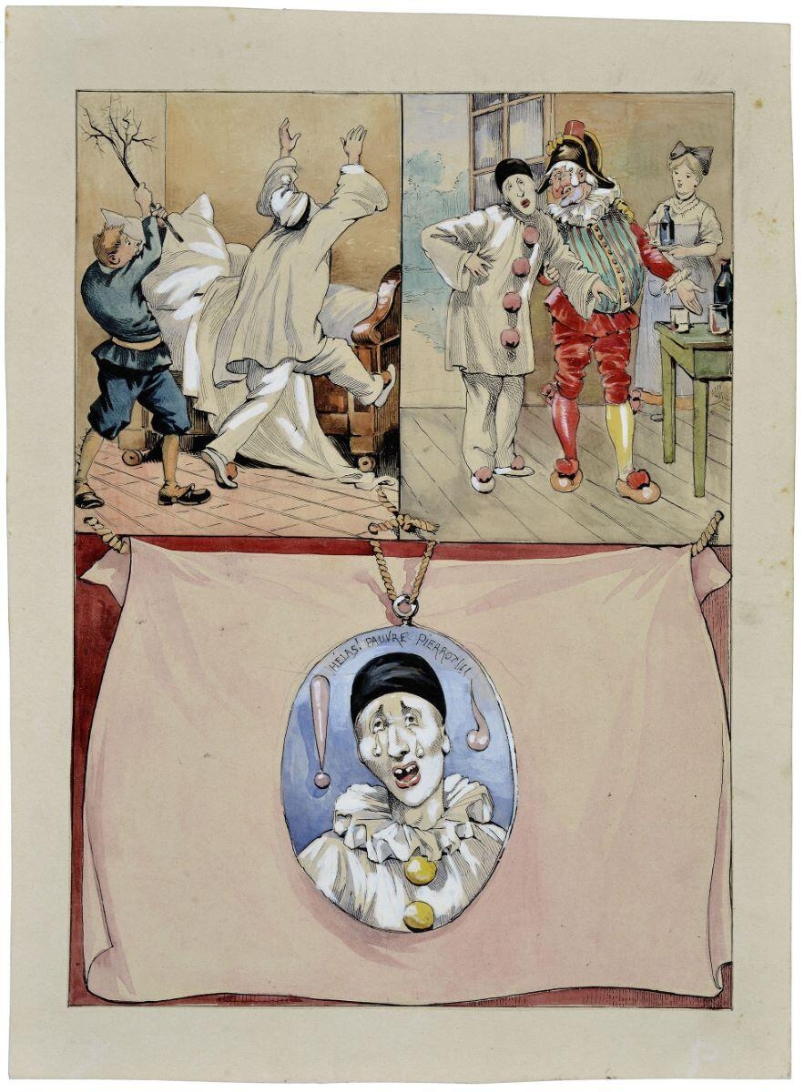 Pierrot se fait battre et se confie à Polichinelle (titre inscrit)