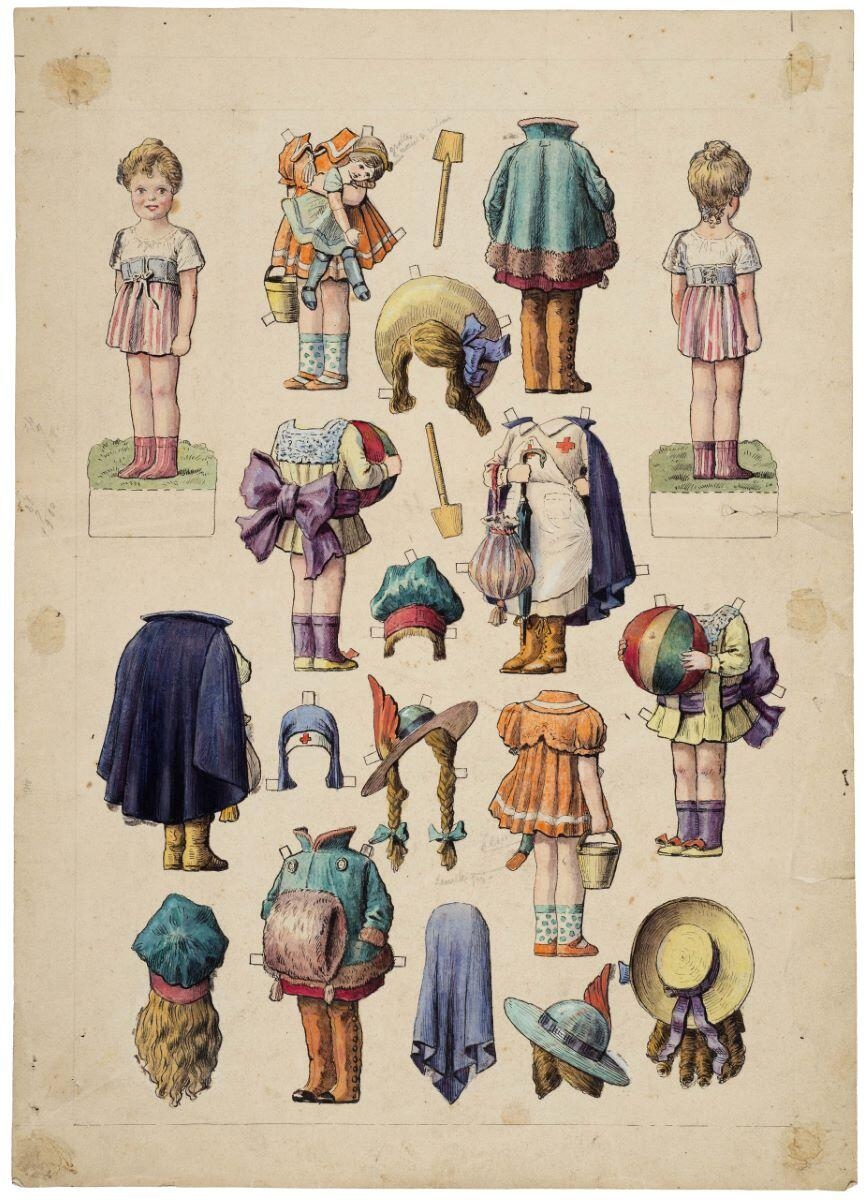 poupée à habiller, déguisement et jeux de plein air (titre factice)