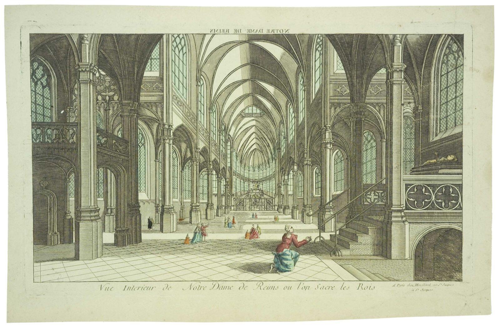 NOTRE DAME DE REIMS (titre inscrit, en caractères inversés)
