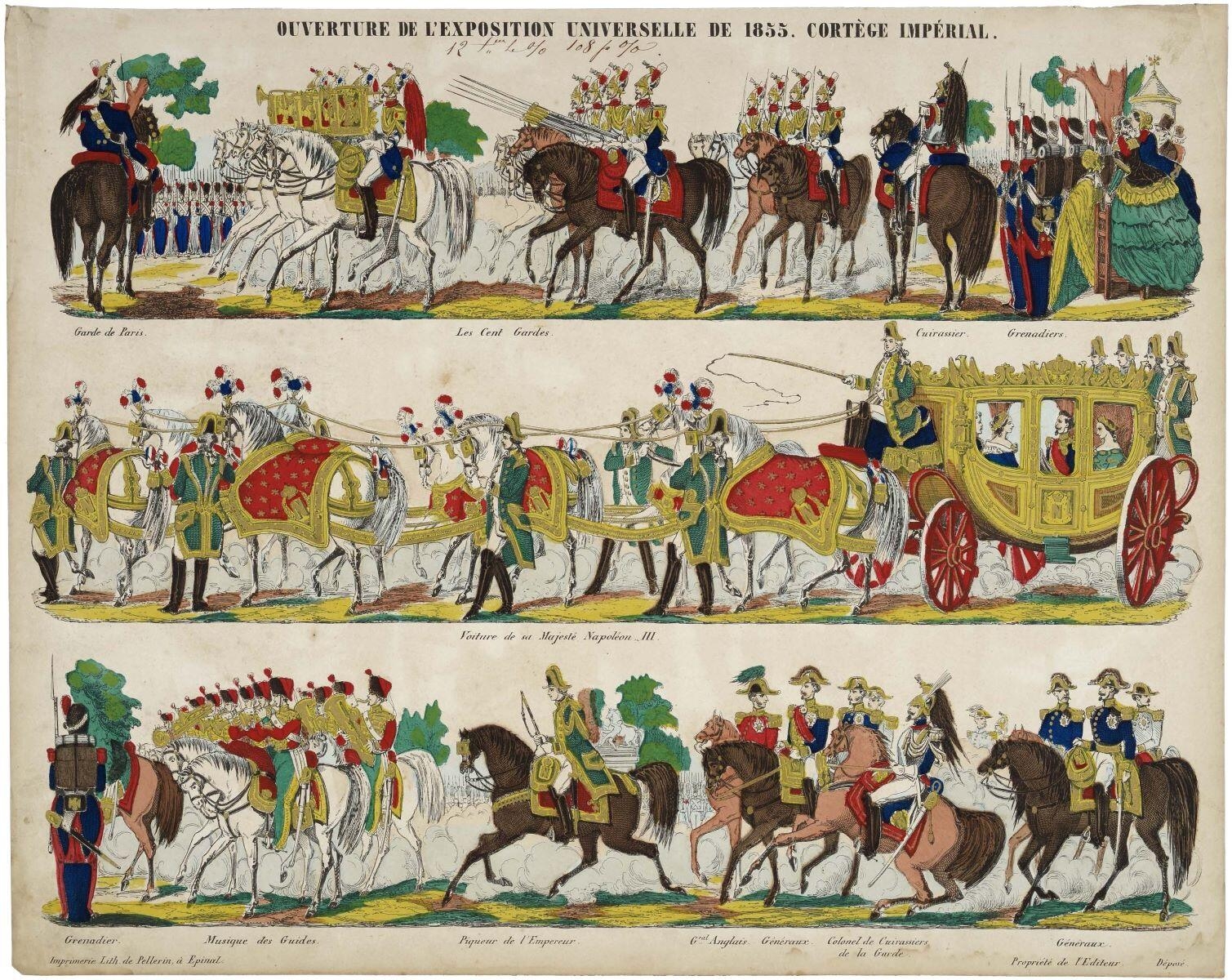 OUVERTURE DE L’EXPOSITION UNIVERSELLE DE 1855. CORTÈGE IMPÉRIAL. (titre inscrit)